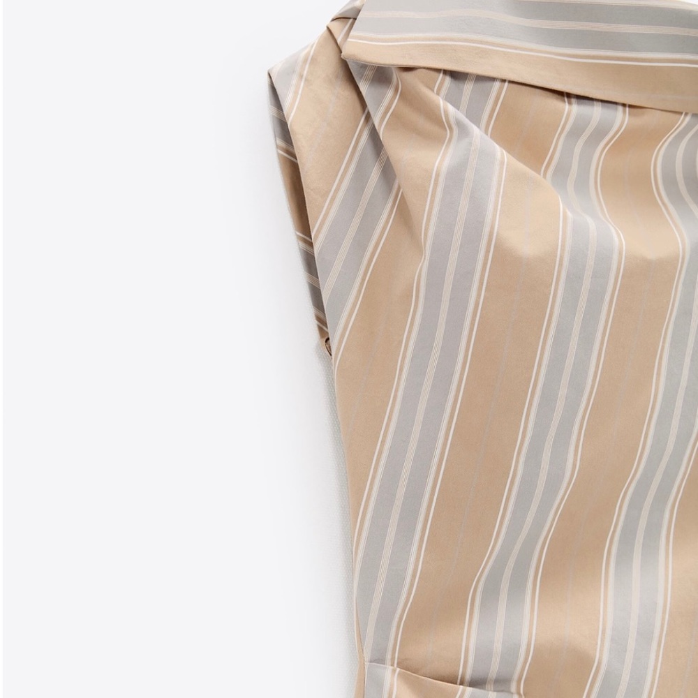 NWT Zara Striped one shoulder asymmetrical blouse top| zara printed shirt - Picture 6 of 10